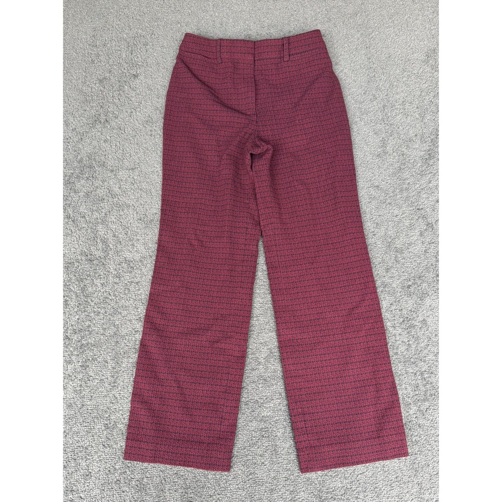 Victoria Beckham Burgundy Navy Houndstooth Trousers Made in Italy Size 4 US